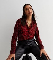 New Look Tall Red Leopard Print Long Sleeve Shirt